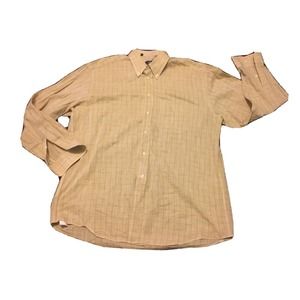 Turrau XL Light Brown Blue Plaid Long Sleeve Dress Shirt Men’s